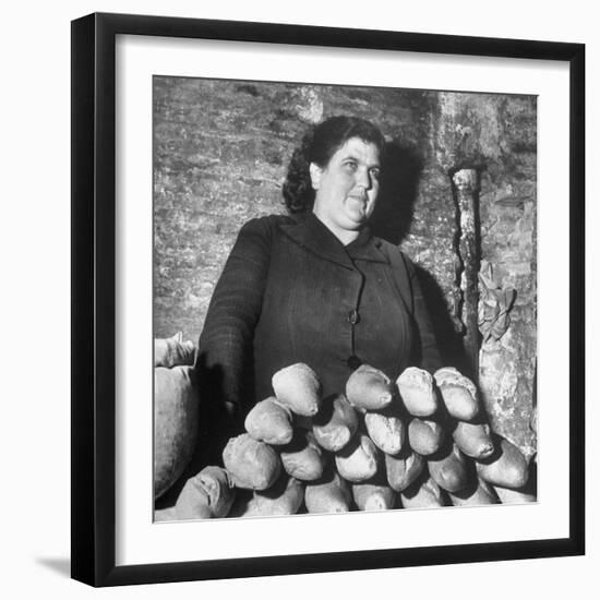 Italian Woman Selling Bread in Her Black Market Street Stall on the Tor Di Nono-Margaret Bourke-White-Framed Photographic Print