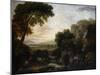 Italianate Landscape with a Capriccio View of Tivoli, a Shepherd and Shepherdess and Cattle-George the Elder Barret-Mounted Giclee Print