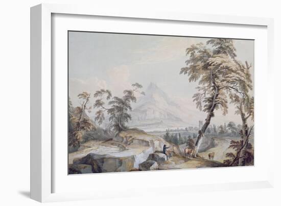 Italianate Landscape with Travellers, No.1 (W/C on Paper)-Paul Sandby-Framed Giclee Print