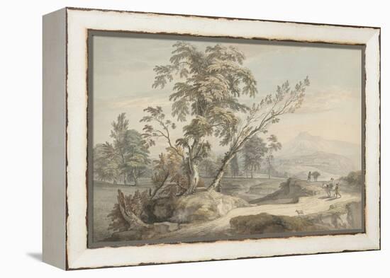 Italianate Landscape with Travellers No.2, C.1760 (W/C, Pen and Grey Ink over Graphite)-Paul Sandby-Framed Premier Image Canvas