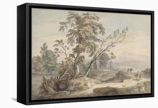 Italianate Landscape with Travellers No.2, C.1760 (W/C, Pen and Grey Ink over Graphite)-Paul Sandby-Framed Premier Image Canvas