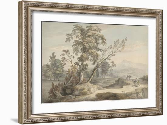 Italianate Landscape with Travellers No.2, C.1760 (W/C, Pen and Grey Ink over Graphite)-Paul Sandby-Framed Giclee Print