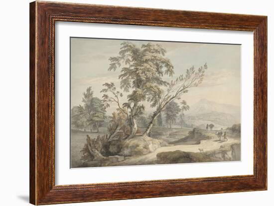 Italianate Landscape with Travellers No.2, C.1760 (W/C, Pen and Grey Ink over Graphite)-Paul Sandby-Framed Giclee Print