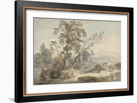 Italianate Landscape with Travellers No.2, C.1760 (W/C, Pen and Grey Ink over Graphite)-Paul Sandby-Framed Giclee Print