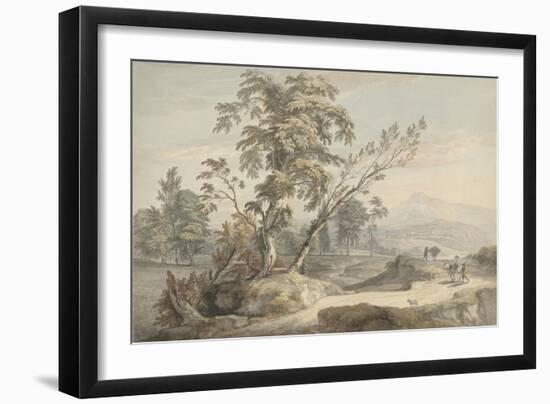 Italianate Landscape with Travellers No.2, C.1760 (W/C, Pen and Grey Ink over Graphite)-Paul Sandby-Framed Giclee Print