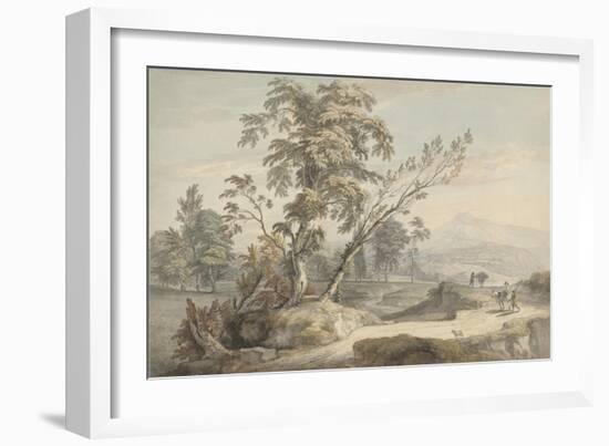 Italianate Landscape with Travellers No.2, C.1760 (W/C, Pen and Grey Ink over Graphite)-Paul Sandby-Framed Giclee Print