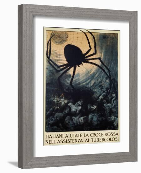 Italiani, Aiutate La Croce Rossa Nell'Assistenza Ai Tubercolosi Poster-Basilio Cascella-Framed Giclee Print