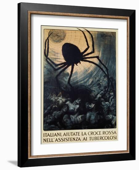 Italiani, Aiutate La Croce Rossa Nell'Assistenza Ai Tubercolosi Poster-Basilio Cascella-Framed Giclee Print