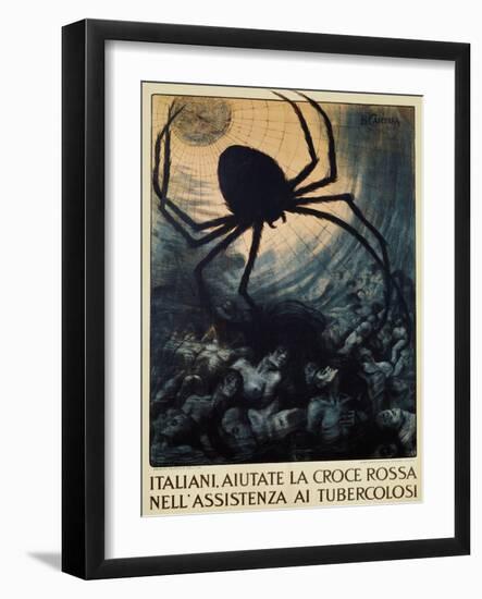 Italiani, Aiutate La Croce Rossa Nell'Assistenza Ai Tubercolosi Poster-Basilio Cascella-Framed Giclee Print