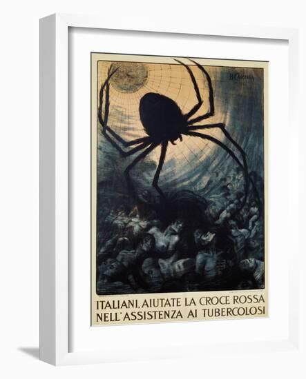 Italiani, Aiutate La Croce Rossa Nell'Assistenza Ai Tubercolosi Poster-Basilio Cascella-Framed Giclee Print