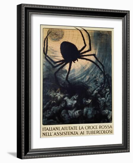 Italiani, Aiutate La Croce Rossa Nell'Assistenza Ai Tubercolosi Poster-Basilio Cascella-Framed Giclee Print