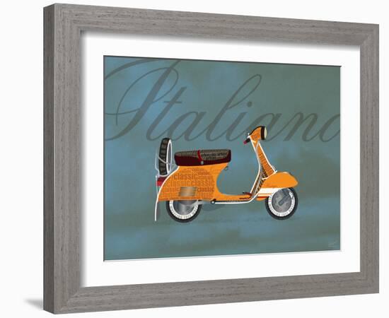 Italiano Vespa Orange on Blue-Dominique Vari-Framed Art Print