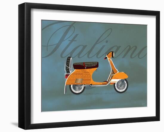 Italiano Vespa Orange on Blue-Dominique Vari-Framed Art Print