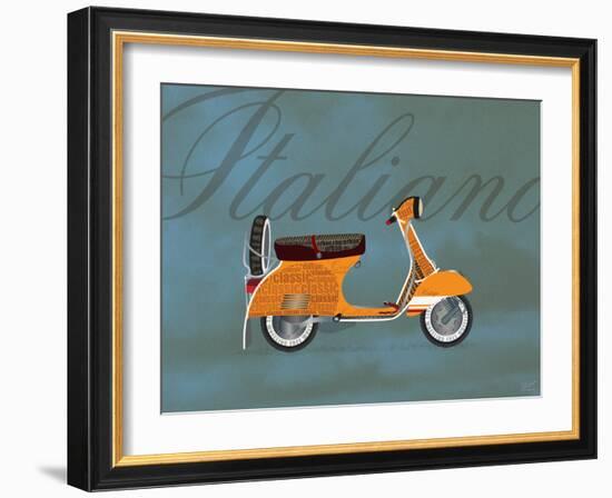 Italiano Vespa Orange on Blue-Dominique Vari-Framed Art Print