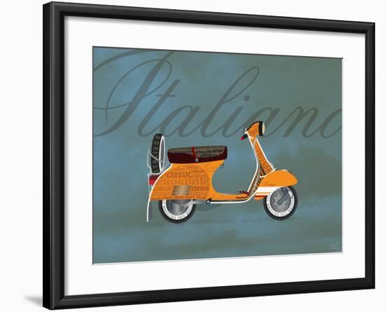 Italiano Vespa Orange on Blue-Dominique Vari-Framed Art Print