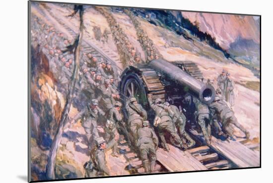 Italians Hauling Artillery Up a Mountain-Cyrus Cuneo-Mounted Giclee Print