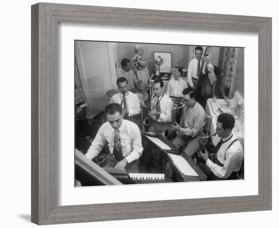 Italo-American La Falce Brothers' Band Rehearsing in the Family Kitchen-Ralph Morse-Framed Photographic Print