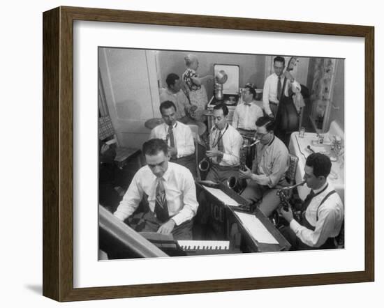 Italo-American La Falce Brothers' Band Rehearsing in the Family Kitchen-Ralph Morse-Framed Photographic Print