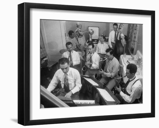 Italo-American La Falce Brothers' Band Rehearsing in the Family Kitchen-Ralph Morse-Framed Photographic Print