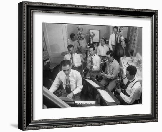 Italo-American La Falce Brothers' Band Rehearsing in the Family Kitchen-Ralph Morse-Framed Photographic Print