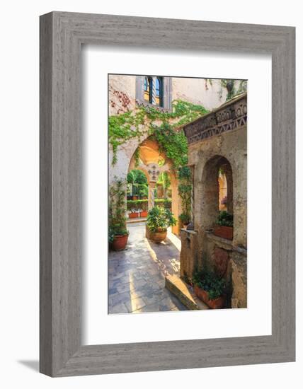 Italy, Amalfi Coast, Ravello, Villa Rufolo. Cloister-Francesco Iacobelli-Framed Photographic Print