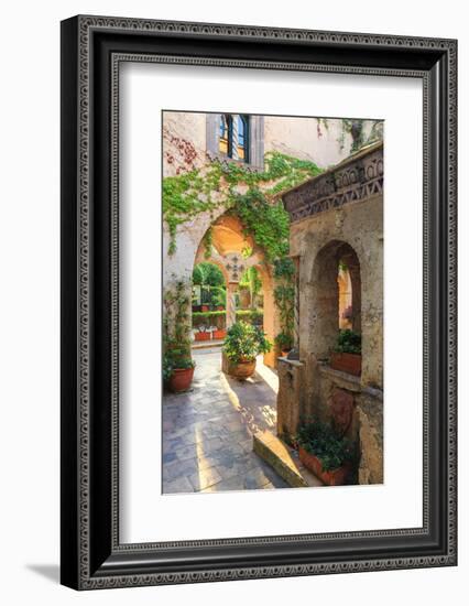 Italy, Amalfi Coast, Ravello, Villa Rufolo. Cloister-Francesco Iacobelli-Framed Photographic Print