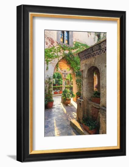 Italy, Amalfi Coast, Ravello, Villa Rufolo. Cloister-Francesco Iacobelli-Framed Photographic Print