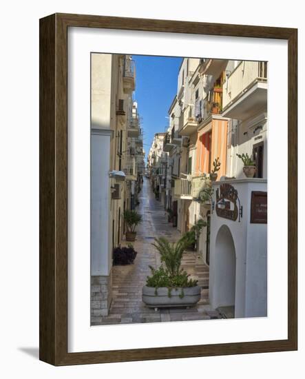 Italy, Apulia, Foggia, Vieste. A picturesque alley in Vieste old town.-Julie Eggers-Framed Photographic Print