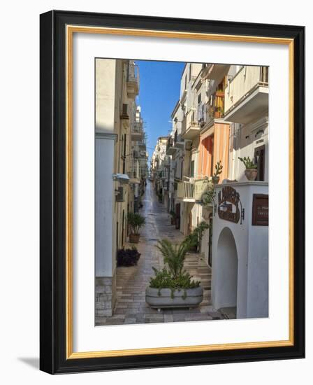 Italy, Apulia, Foggia, Vieste. A picturesque alley in Vieste old town.-Julie Eggers-Framed Photographic Print