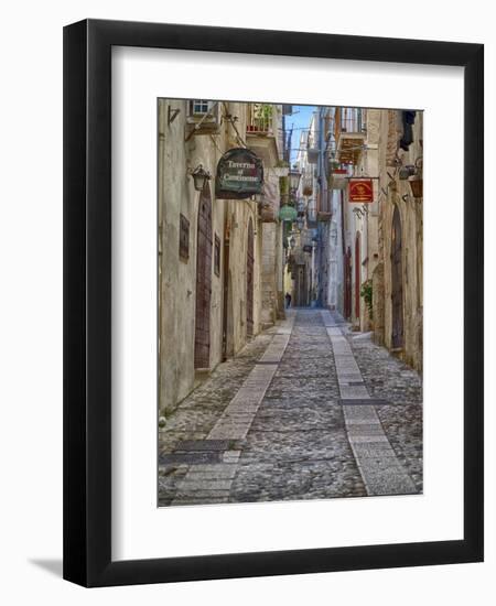 Italy, Apulia, Foggia, Vieste. A picturesque alley in Vieste old town.-Julie Eggers-Framed Photographic Print