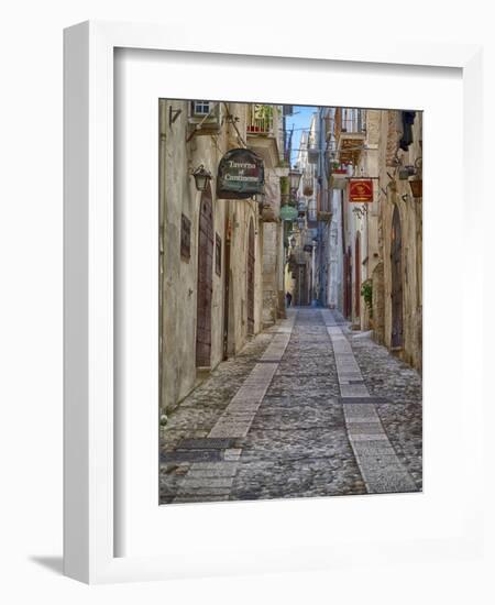 Italy, Apulia, Foggia, Vieste. A picturesque alley in Vieste old town.-Julie Eggers-Framed Photographic Print