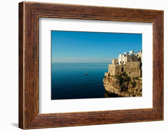 Italy, Apulia, Polignano a Mare. Old village over the cliff.-Michele Molinari-Framed Photographic Print