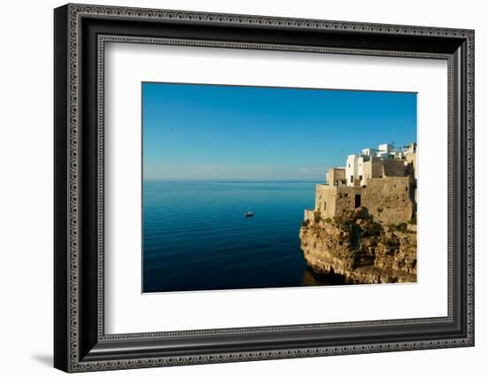 Italy, Apulia, Polignano a Mare. Old village over the cliff.-Michele Molinari-Framed Photographic Print