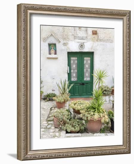 Italy, Basilicata, Matera. Plants adorn the outside walls of the Sassi houses.-Julie Eggers-Framed Photographic Print