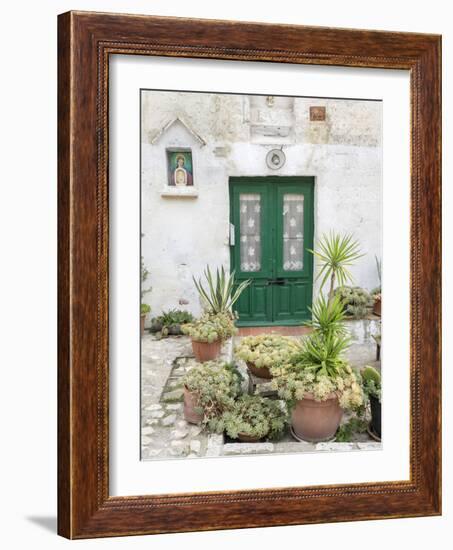 Italy, Basilicata, Matera. Plants adorn the outside walls of the Sassi houses.-Julie Eggers-Framed Photographic Print