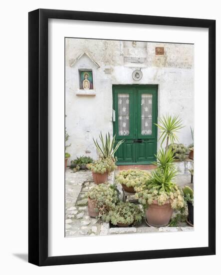 Italy, Basilicata, Matera. Plants adorn the outside walls of the Sassi houses.-Julie Eggers-Framed Photographic Print