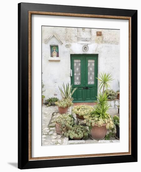 Italy, Basilicata, Matera. Plants adorn the outside walls of the Sassi houses.-Julie Eggers-Framed Photographic Print