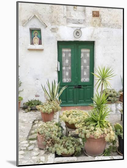 Italy, Basilicata, Matera. Plants adorn the outside walls of the Sassi houses.-Julie Eggers-Mounted Photographic Print