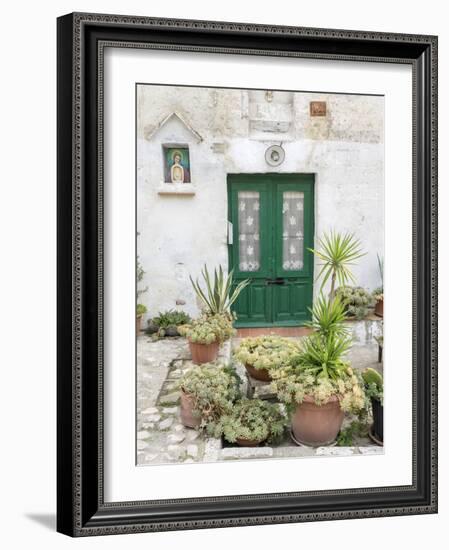 Italy, Basilicata, Matera. Plants adorn the outside walls of the Sassi houses.-Julie Eggers-Framed Photographic Print