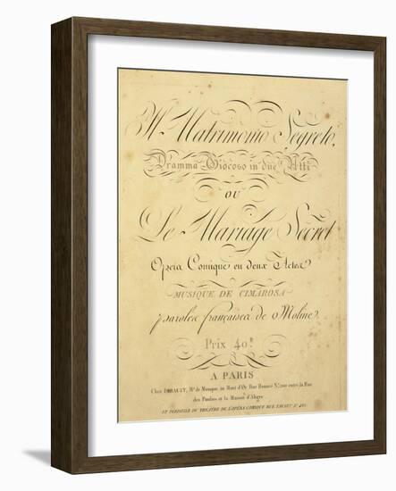 Italy, Bologna, Frontispiece for Il Matrimonio Segreto-null-Framed Giclee Print