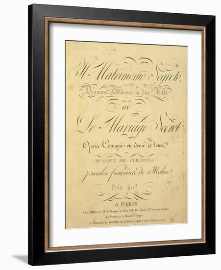 Italy, Bologna, Frontispiece for Il Matrimonio Segreto-null-Framed Giclee Print