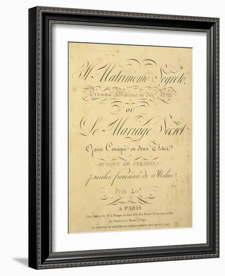 Italy, Bologna, Frontispiece for Il Matrimonio Segreto-null-Framed Giclee Print