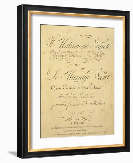 Italy, Bologna, Frontispiece for Il Matrimonio Segreto-null-Framed Giclee Print