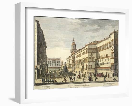 Italy, Bologna, Neptune Square and Town Hall-Placido Caloiro and Francesco Oliva-Framed Giclee Print