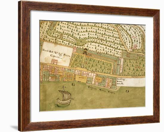 Italy, Brescia, Bogliaco Gargnano, Villa Bettoni and Park, Map-null-Framed Giclee Print