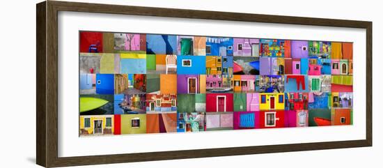 Italy, Burano. Collage of colorful Burano images.-Jaynes Gallery-Framed Photographic Print