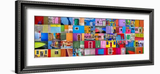 Italy, Burano. Collage of colorful Burano images.-Jaynes Gallery-Framed Photographic Print
