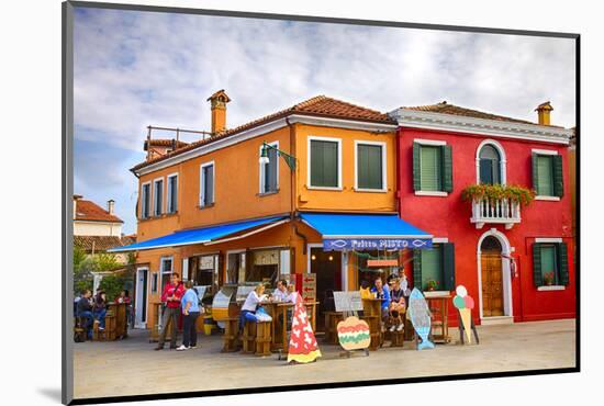 Italy, Burano, Colorful Houses and Restaurant of Burano.-Terry Eggers-Mounted Photographic Print