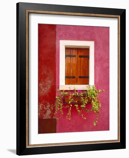 Italy, Burano. Colorful window and walls.-Jaynes Gallery-Framed Photographic Print