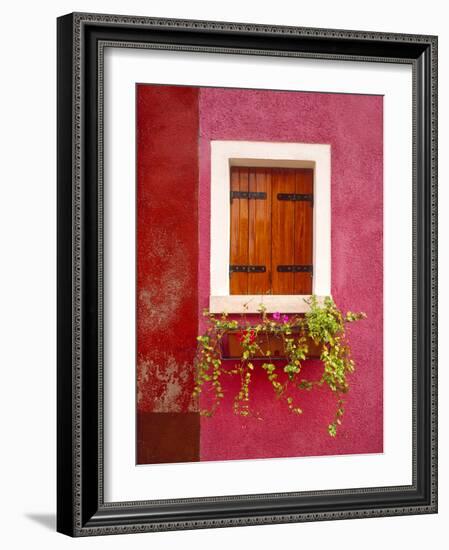 Italy, Burano. Colorful window and walls.-Jaynes Gallery-Framed Photographic Print